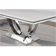 Pemberly Row Metal Rectangle Faux Marble Top Dining Table White and Chrome