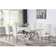Pemberly Row Metal Rectangle Faux Marble Top Dining Table White and Chrome