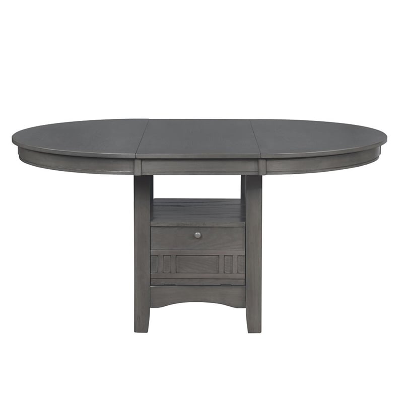 Pemberly Row Transitional Wood Dining Table with Storage Medium Gray