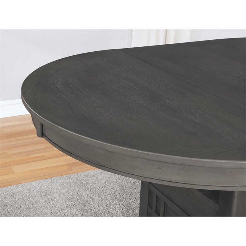 Pemberly Row Transitional Wood Dining Table with Storage Medium Gray