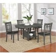 Pemberly Row Transitional Wood Dining Table with Storage Medium Gray