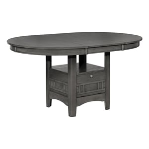 Pemberly Row Transitional Wood Dining Table with Storage Medium Gray