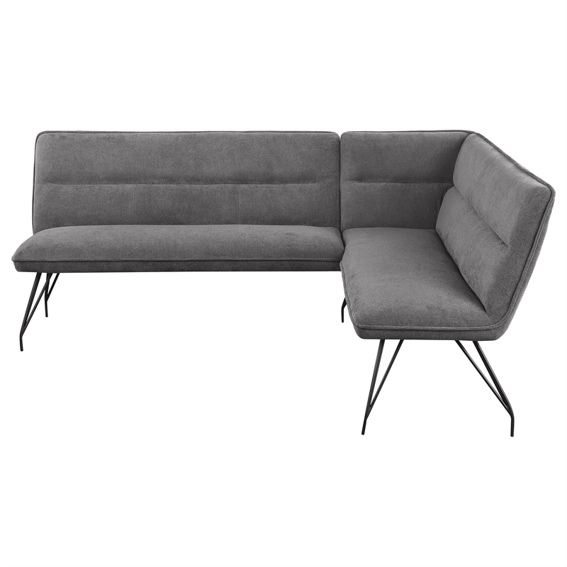 Pemberly Row Fabric Upholstered L-Shaped Nook Dining Bench Gray