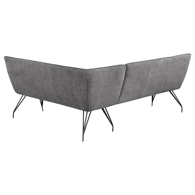 Pemberly Row Fabric Upholstered L-Shaped Nook Dining Bench Gray