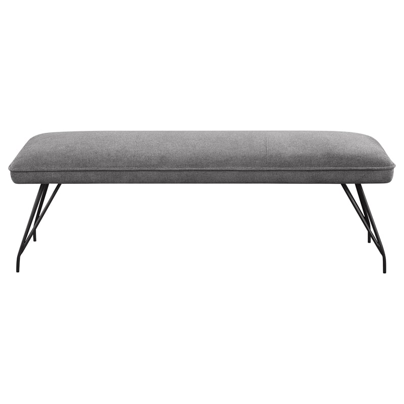 Pemberly Row Mid-Century Fabric Upholstered Dining Bench Gray