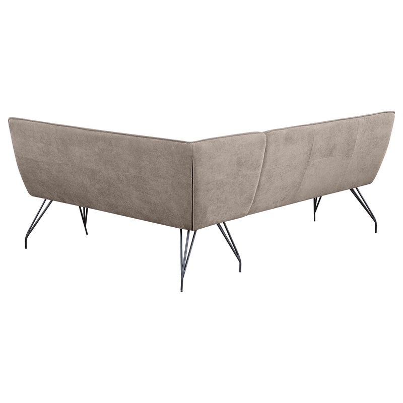 Pemberly Row Fabric Upholstered L-Shaped Nook Dining Bench Taupe