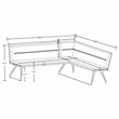 Pemberly Row Fabric Upholstered L-Shaped Nook Dining Bench Taupe