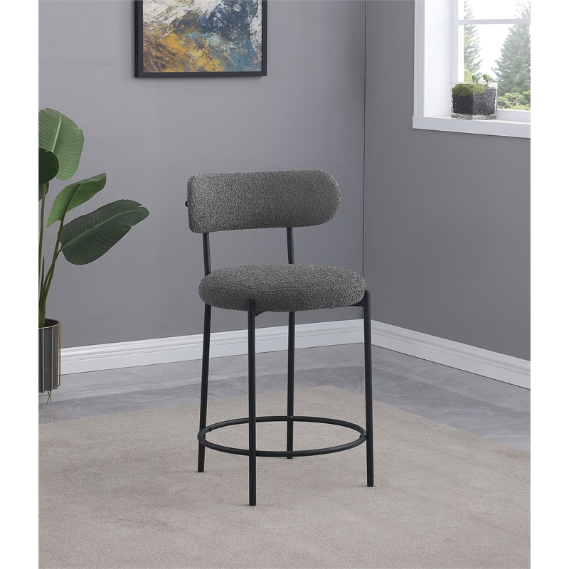 Pemberly Row Contemporary Boucle Fabric Upholstered Counter Chairs Gray