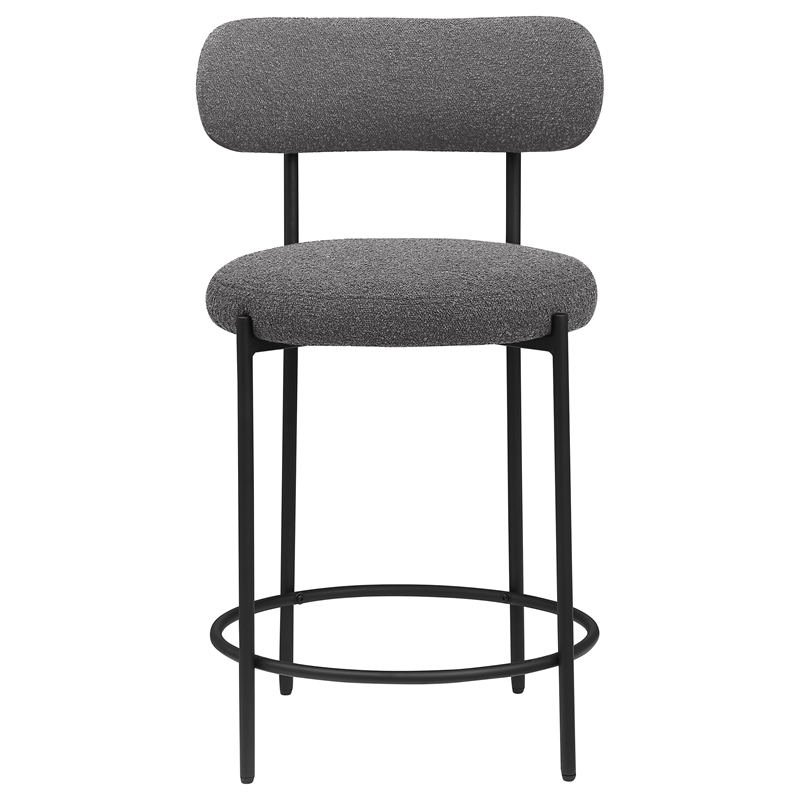 Pemberly Row Contemporary Boucle Fabric Upholstered Counter Chairs Gray