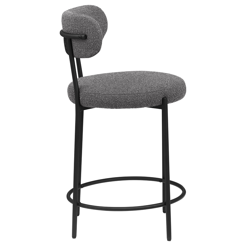 Pemberly Row Contemporary Boucle Fabric Upholstered Counter Chairs Gray