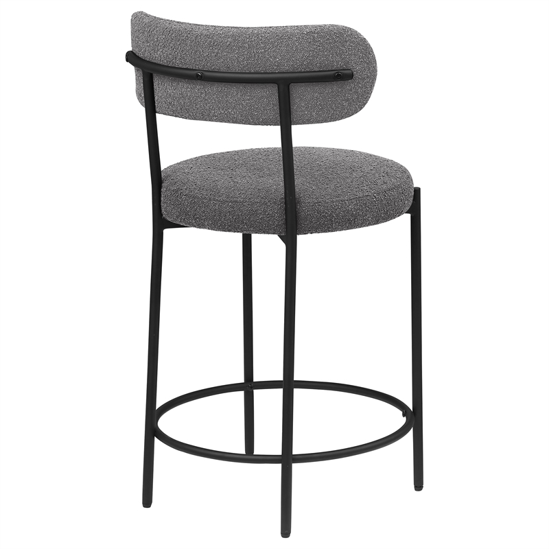 Pemberly Row Contemporary Boucle Fabric Upholstered Counter Chairs Gray