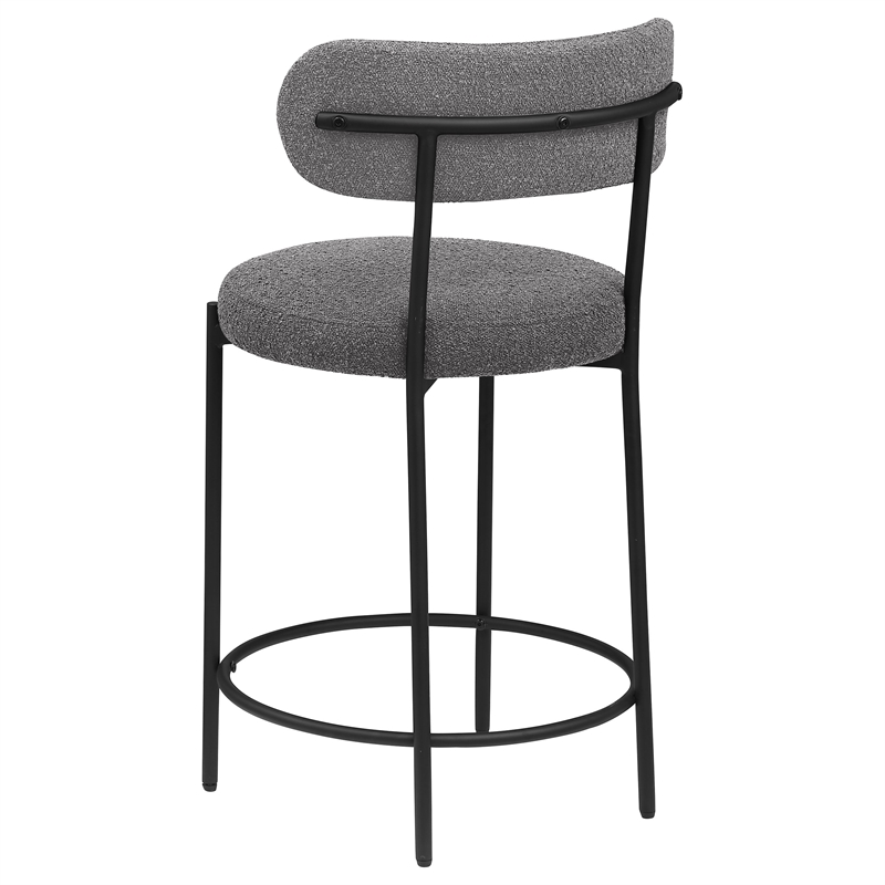Pemberly Row Contemporary Boucle Fabric Upholstered Counter Chairs Gray