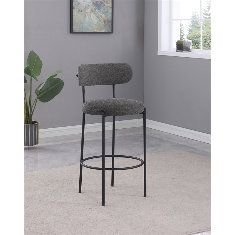 Pemberly Row Contemporary Boucle Fabric Upholstered Bar Chairs Gray