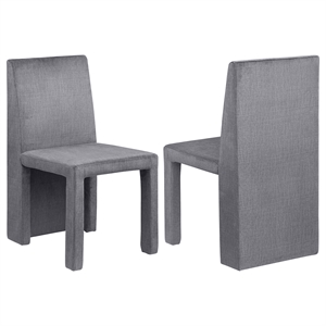 Pemberly Row Assembled Velvet Fabric Upholstered Dining Side Chairs Gray