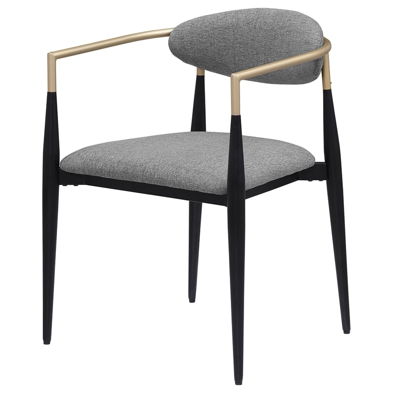 Pemberly Row Contemporary Fabric Upholstered Dining Arm Chairs Gray
