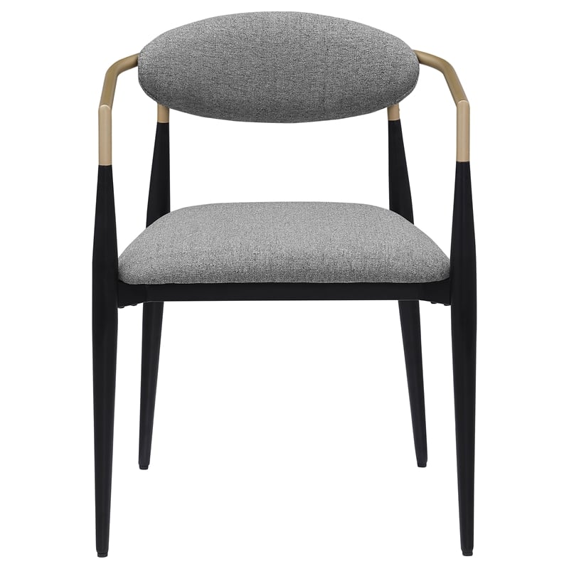 Pemberly Row Contemporary Fabric Upholstered Dining Arm Chairs Gray