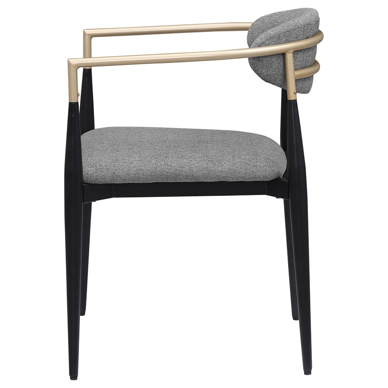 Pemberly Row Contemporary Fabric Upholstered Dining Arm Chairs Gray