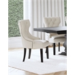 Pemberly Row Fabric Upholstered Dining Side Chair Beige and Black