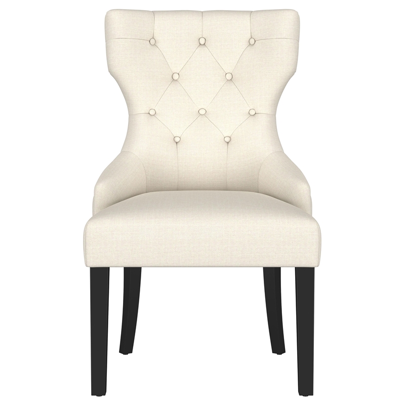 Pemberly Row Fabric Upholstered Dining Side Chair Beige and Black