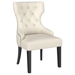 Pemberly Row Fabric Upholstered Dining Side Chair Beige and Black