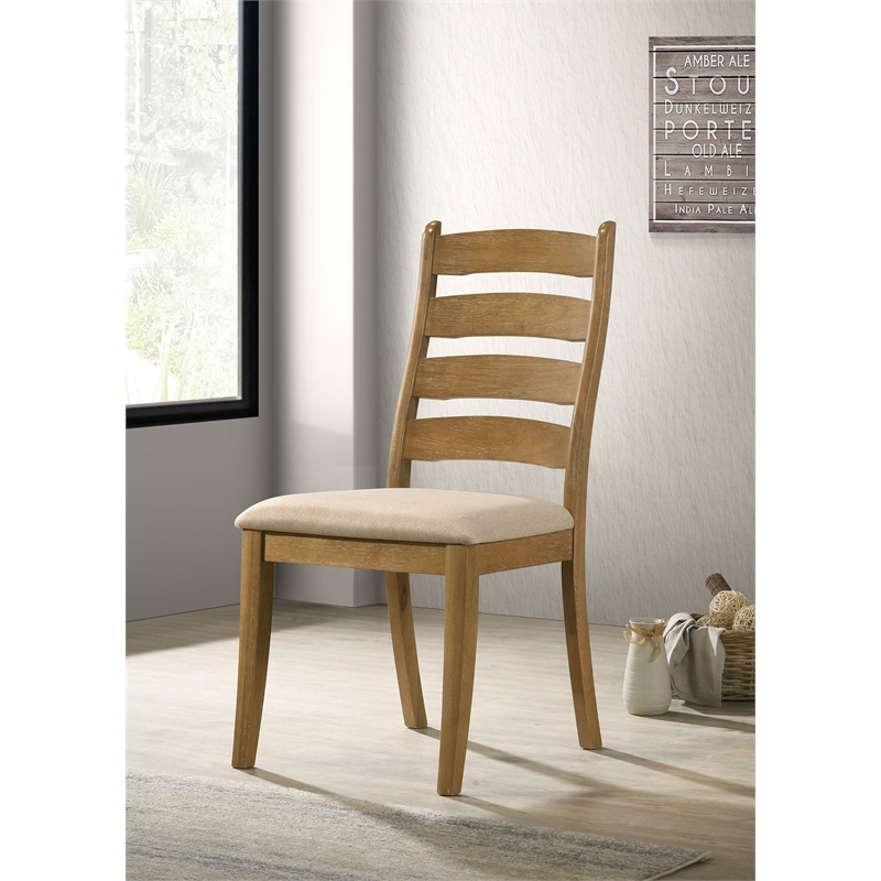 Pemberly Row Transitional Wood Dining Side Chairs Brown and Latte