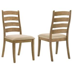 Pemberly Row Transitional Wood Dining Side Chairs Brown and Latte