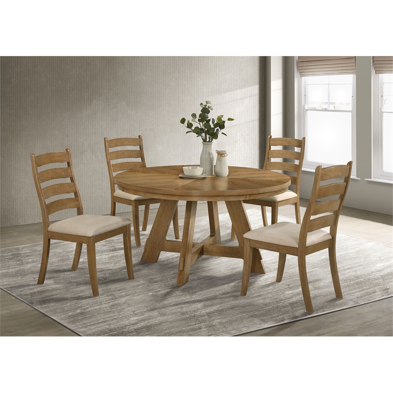 Pemberly Row 5-piece Round Wood Dining Table Set Brown and Latte