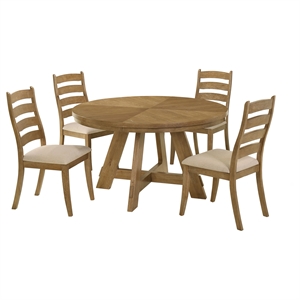 Pemberly Row 5-piece Round Wood Dining Table Set Brown and Latte