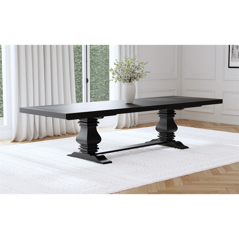 Pemberly Row 126-inch Extension Wood Dining Table Distressed Black