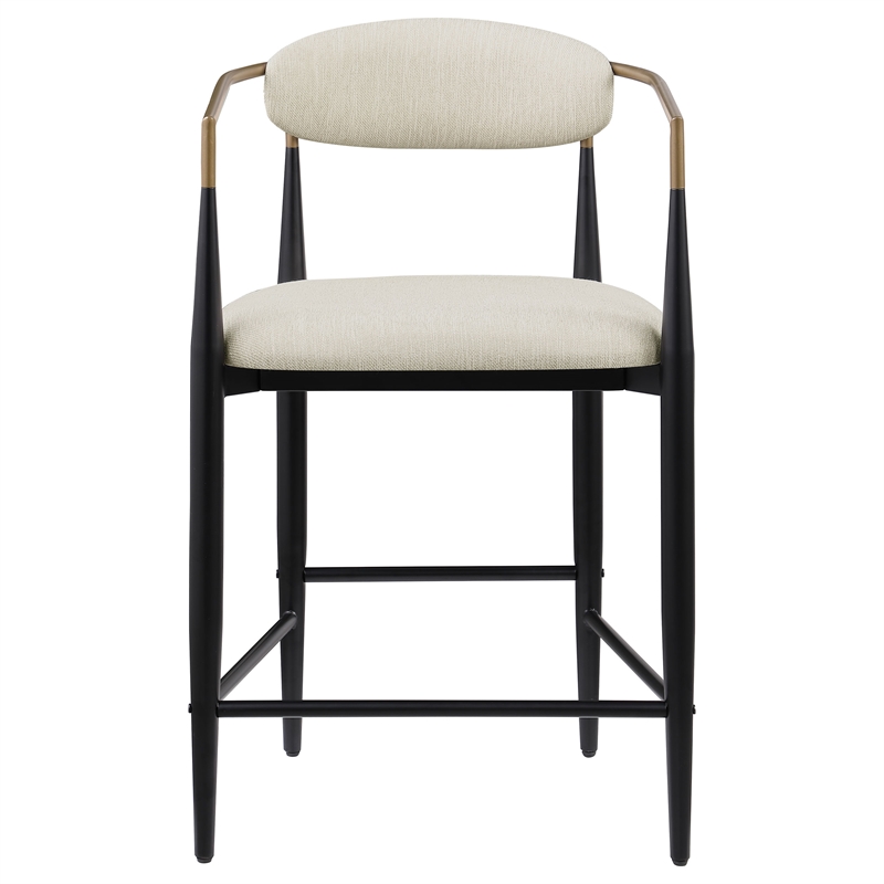 Pemberly Row Contemporary Fabric Upholstered Counter Chairs in Beige