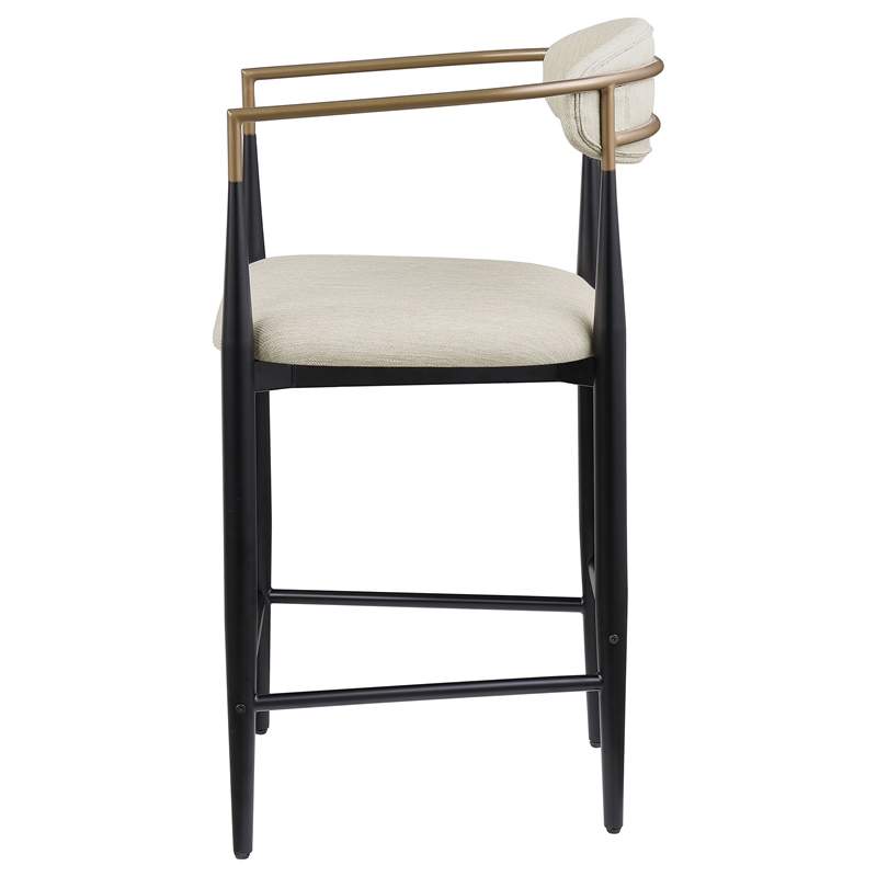 Pemberly Row Contemporary Fabric Upholstered Counter Chairs in Beige