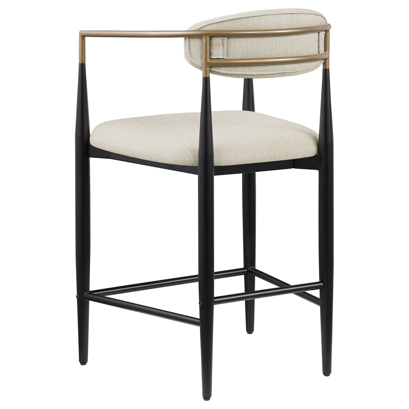Pemberly Row Contemporary Fabric Upholstered Counter Chairs in Beige