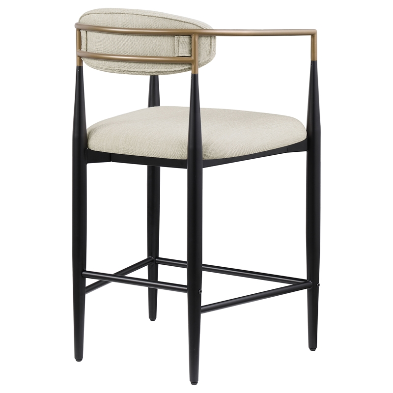 Pemberly Row Contemporary Fabric Upholstered Counter Chairs in Beige