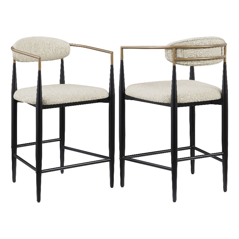 Pemberly Row Contemporary Fabric Upholstered Counter Chairs in Beige