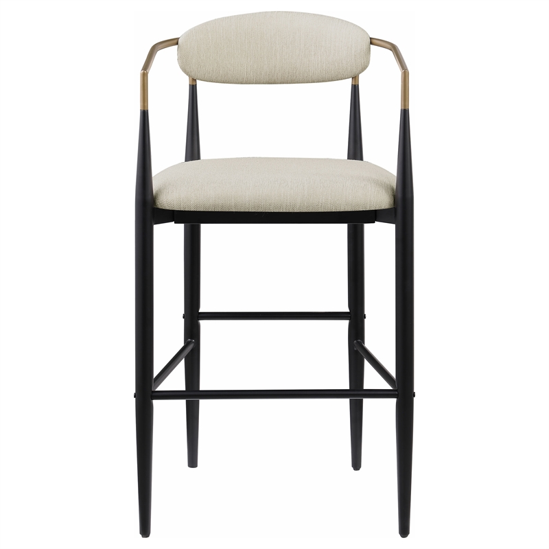 Pemberly Row Contemporary Fabric Upholstered Bar Chairs in Beige