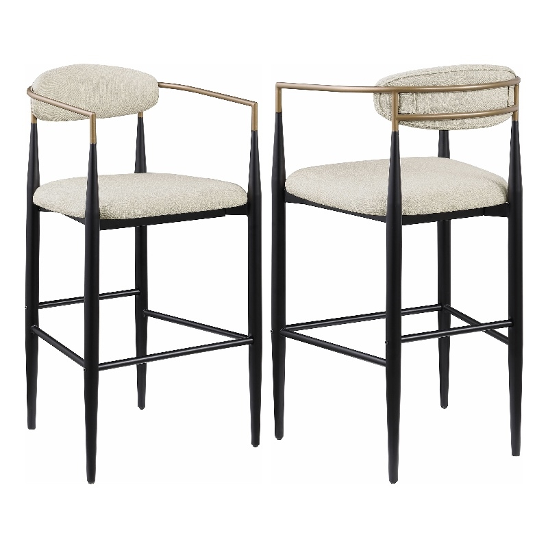 Pemberly Row Contemporary Fabric Upholstered Bar Chairs in Beige