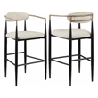Pemberly Row Contemporary Fabric Upholstered Bar Chairs in Beige