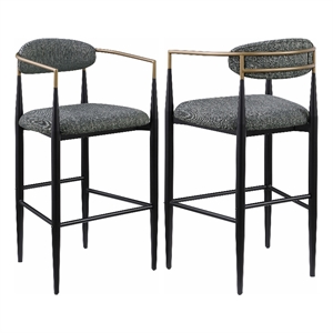 Pemberly Row Contemporary Fabric Upholstered Bar Chairs in Dark Gray