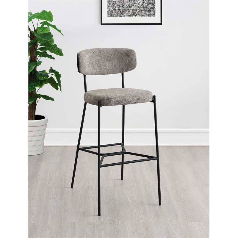 Pemberly Row Mid-Century Fabric Pub Height Bar Stools in Light Brown