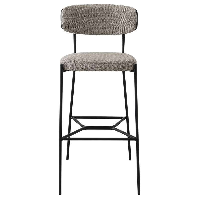 Pemberly Row Mid-Century Fabric Pub Height Bar Stools in Light Brown