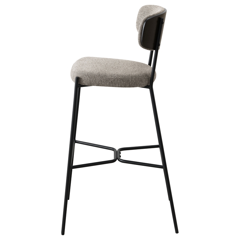 Pemberly Row Mid-Century Fabric Pub Height Bar Stools in Light Brown
