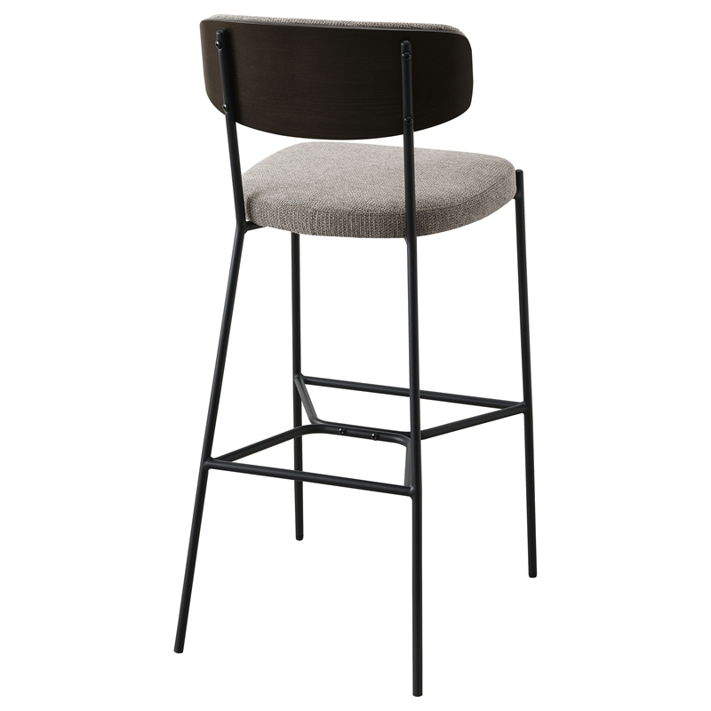 Pemberly Row Mid-Century Fabric Pub Height Bar Stools in Light Brown