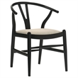 Pemberly Row Mid-Century Wood Wishbone Dining Side Chairs in Black