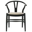Pemberly Row Mid-Century Wood Wishbone Dining Side Chairs in Black