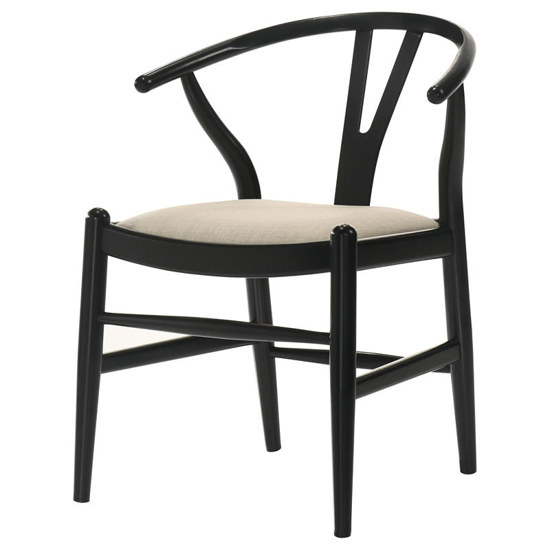 Pemberly Row Mid-Century Wood Wishbone Dining Side Chairs in Black
