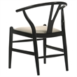 Pemberly Row Mid-Century Wood Wishbone Dining Side Chairs in Black