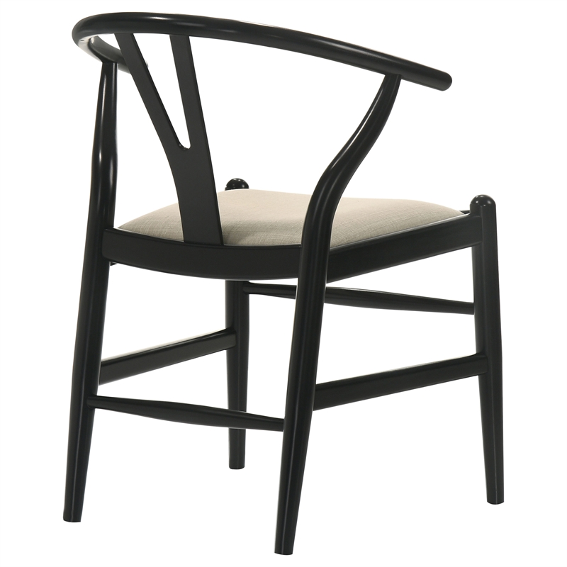 Pemberly Row Mid-Century Wood Wishbone Dining Side Chairs in Black