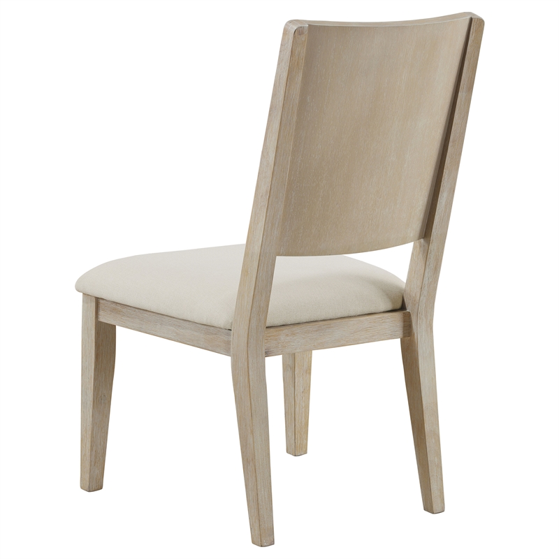 Pemberly Row Farmhouse Cushioned Wood Dining Side Chairs in White Washed