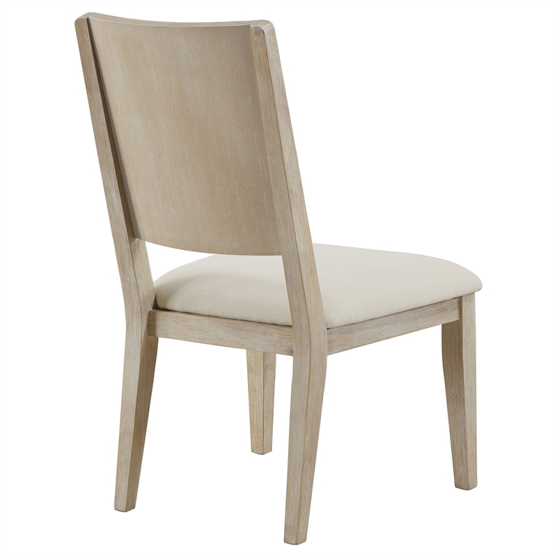 Pemberly Row Farmhouse Cushioned Wood Dining Side Chairs in White Washed