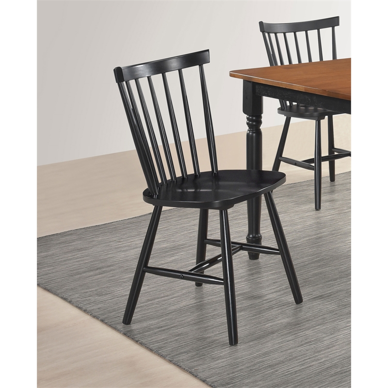 Pemberly Row Farmhouse Windsor Wood Dining Side Chairs in Black